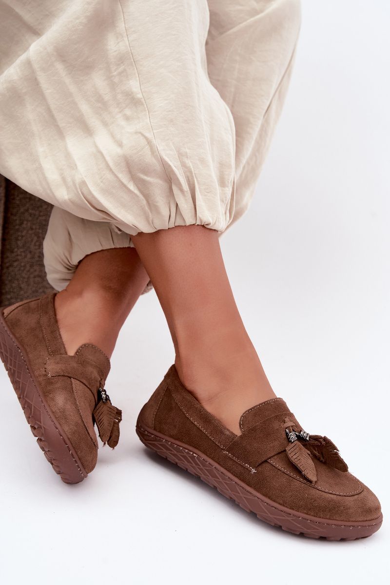 Mocasin barefoot din piele naturală întoarsă, maro