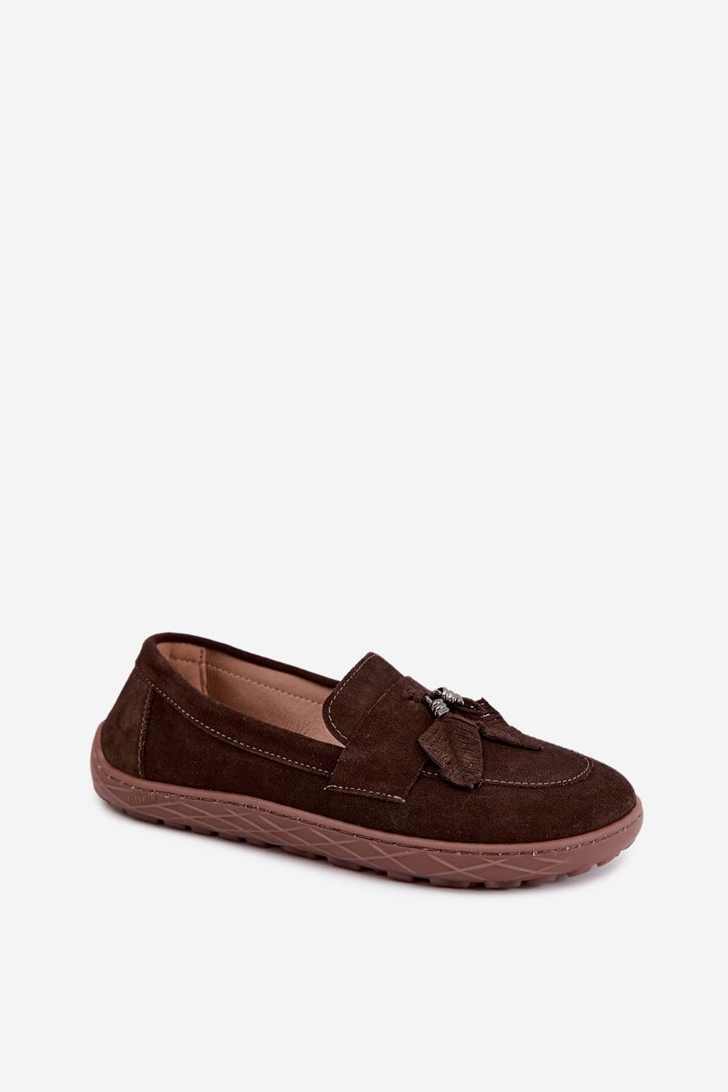 Mocasini barefoot din piele naturală întoarsă, maro