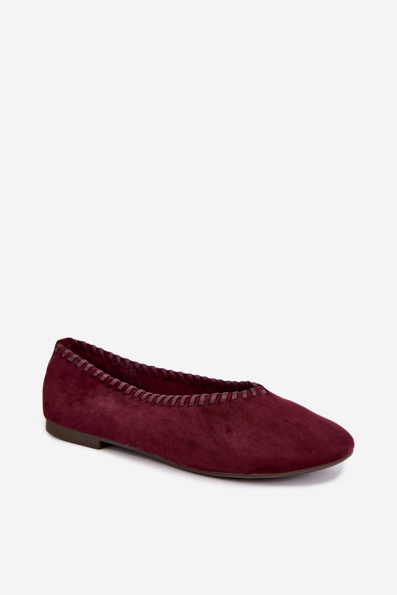 Balerini bordo cu margine împletită