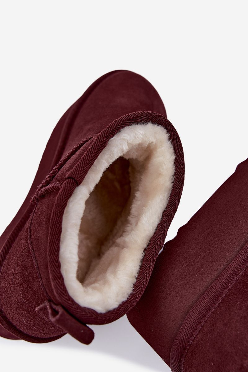 Cizme de zăpadă din piele întoarsă naturală bordo