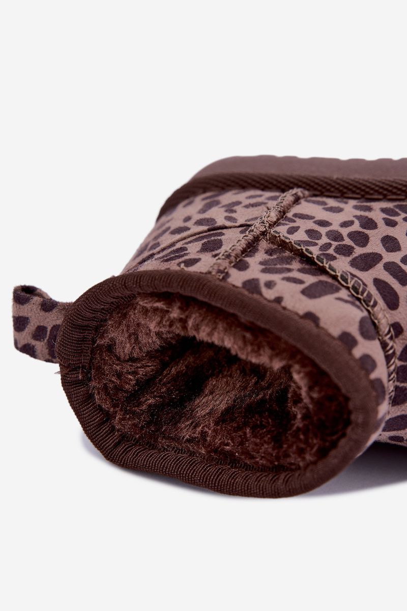 Cizme de zăpadă cu imprimeu leopard, maro, din piele ecologică întoarsă