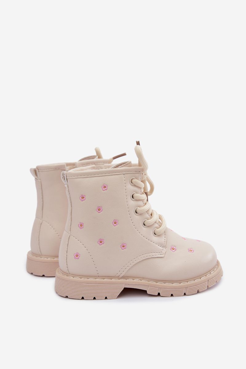 Ghete bej îmblănite cu model floral