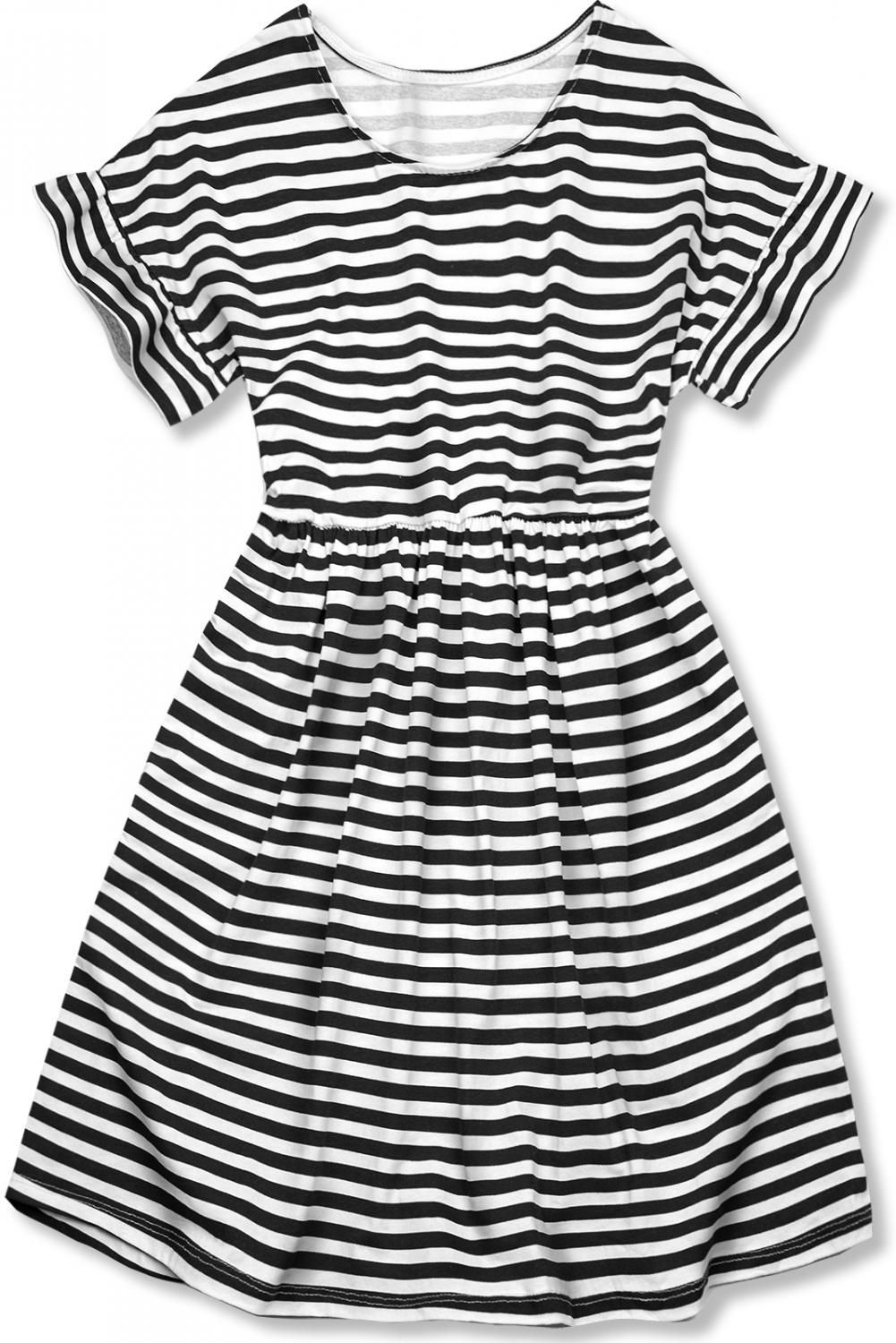 Rochie negru-alb evazată cu dungi II.