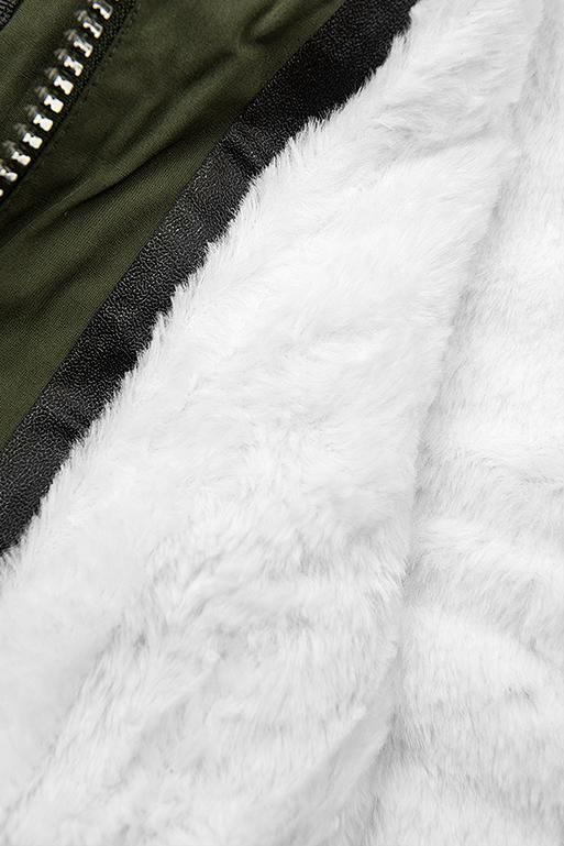 Parka de toamnă/iarnă kaki/alb
