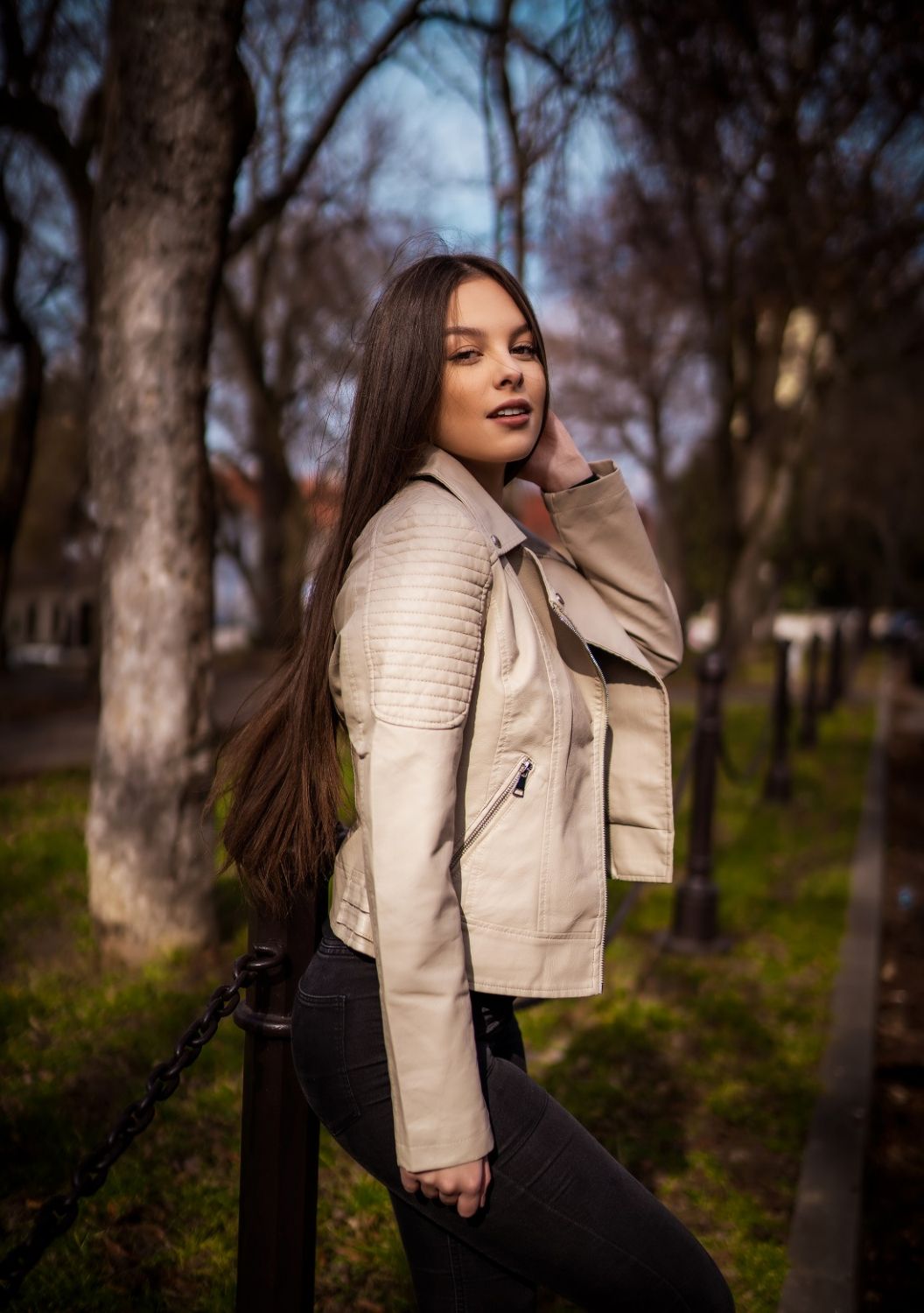 Geacă biker roz