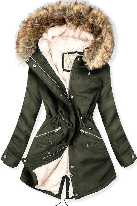 Geacă kaki îmblănită tip parka