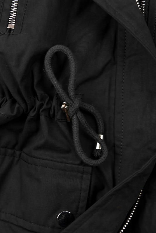 Parka îmblănită de iarnă neagră