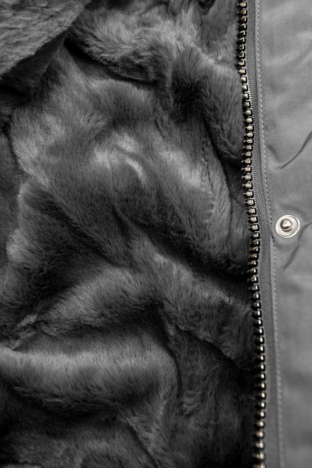 Parka de iarnă îmblănită gri