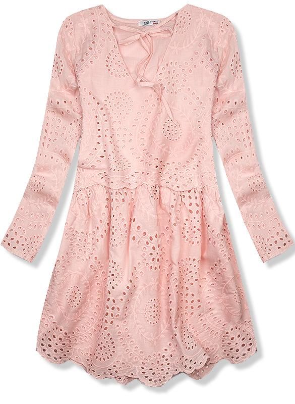 Rochie pudră cu broderie perforată