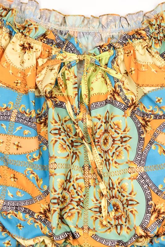 Rochie cu imprimeu albastru/galben