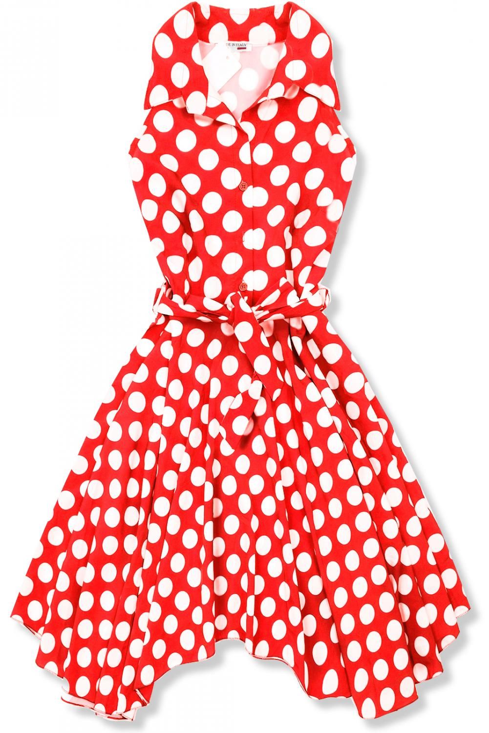 Rochie retro cu buline roșu-alb