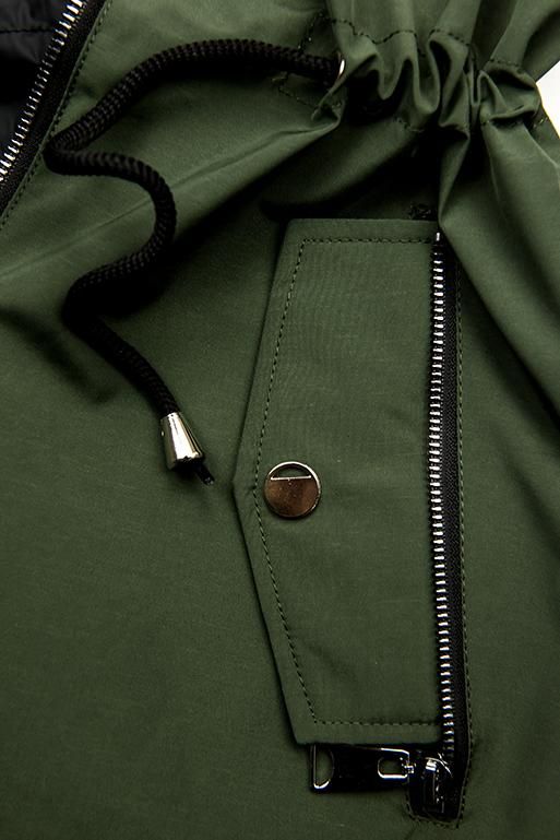 Parka reversibilă de primăvară kaki/neagră