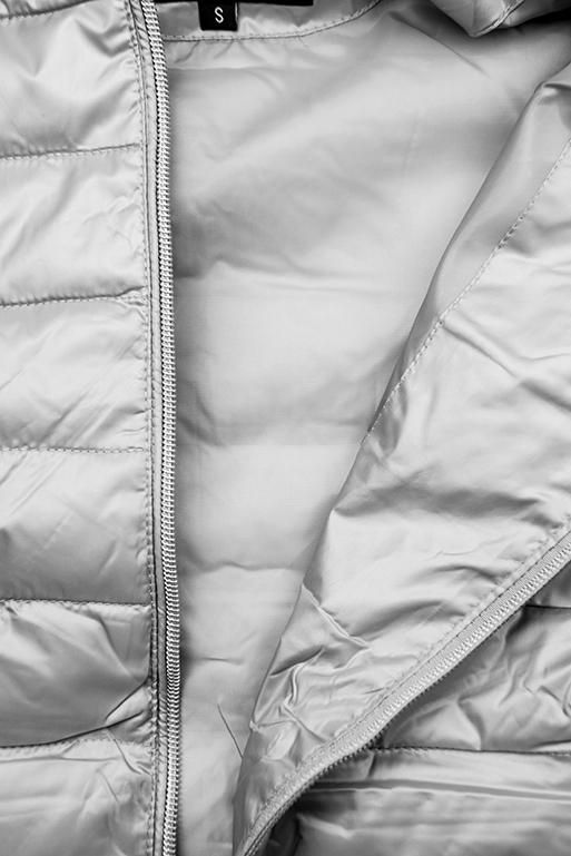 Geacă matlasată de primăvară gri cu glugă