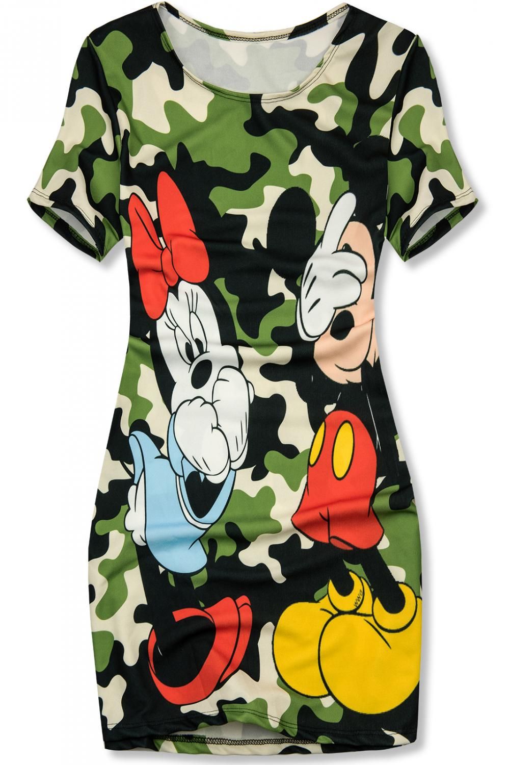 Rochie verde army cu imprimeu