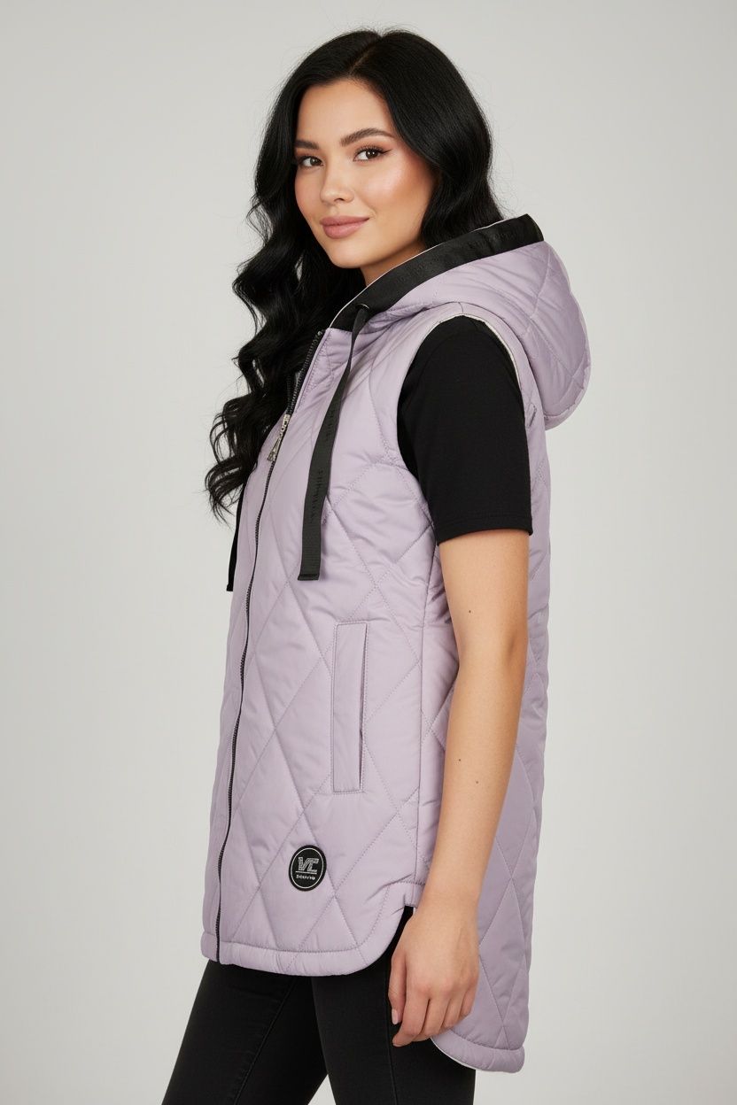 Vestă violet cu glugă