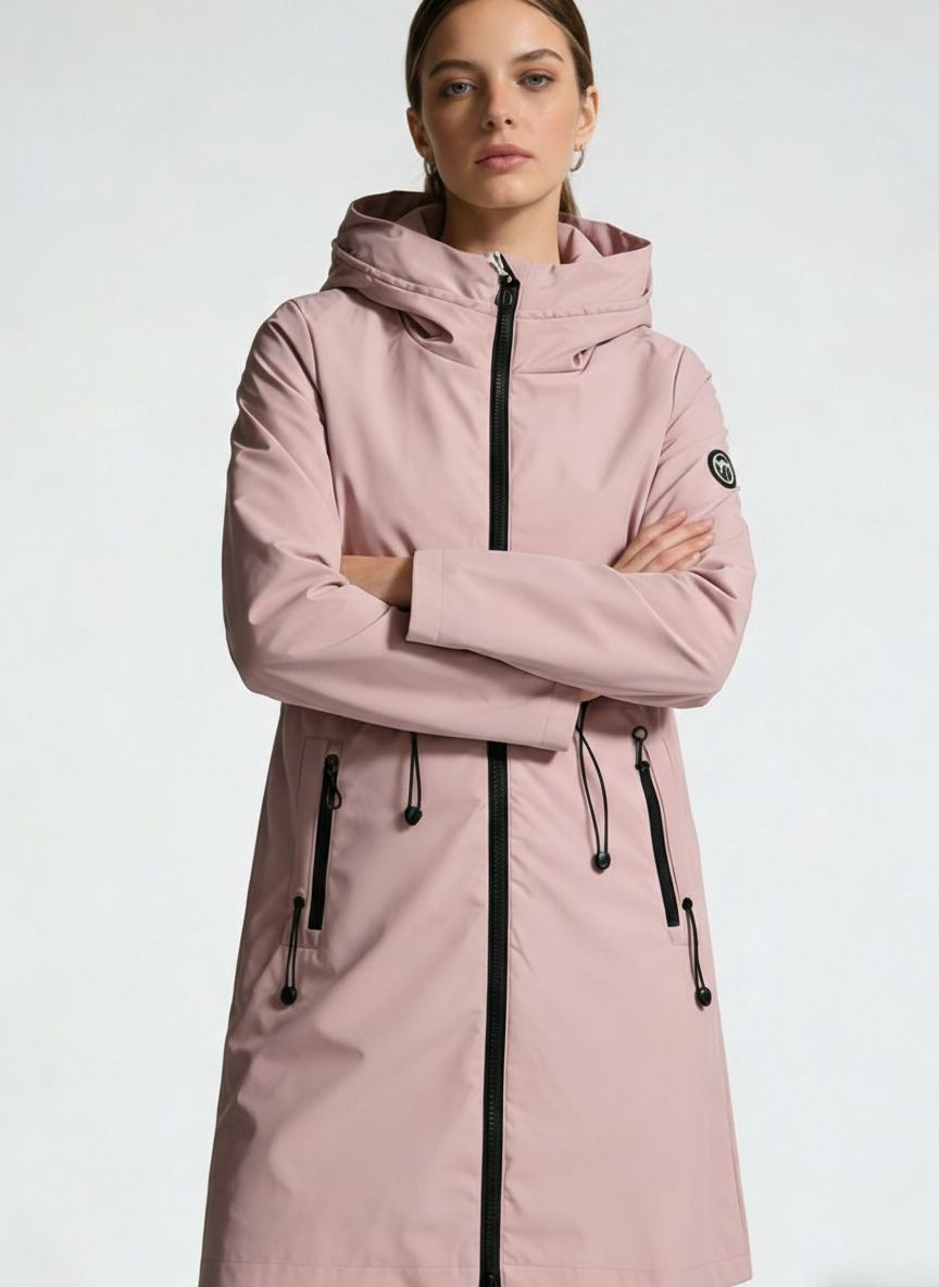 Geacă de tranziție pentru damă cu glugă - Roz prăfuit