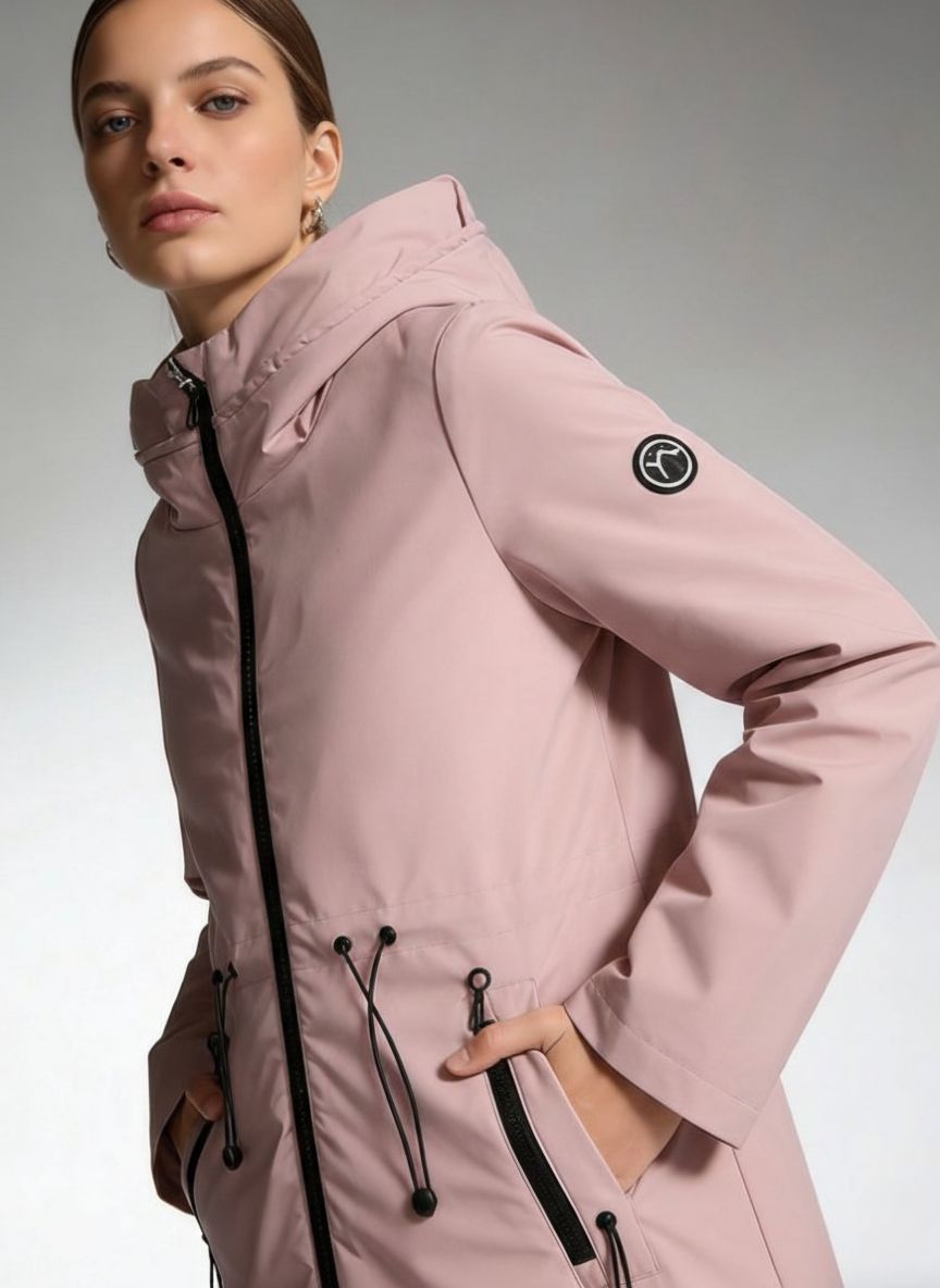 Geacă de tranziție pentru damă cu glugă - Roz prăfuit