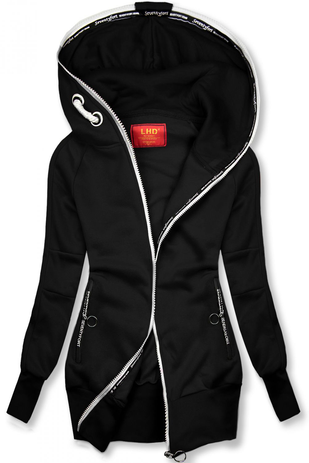 Hanorac negru cu design sportiv