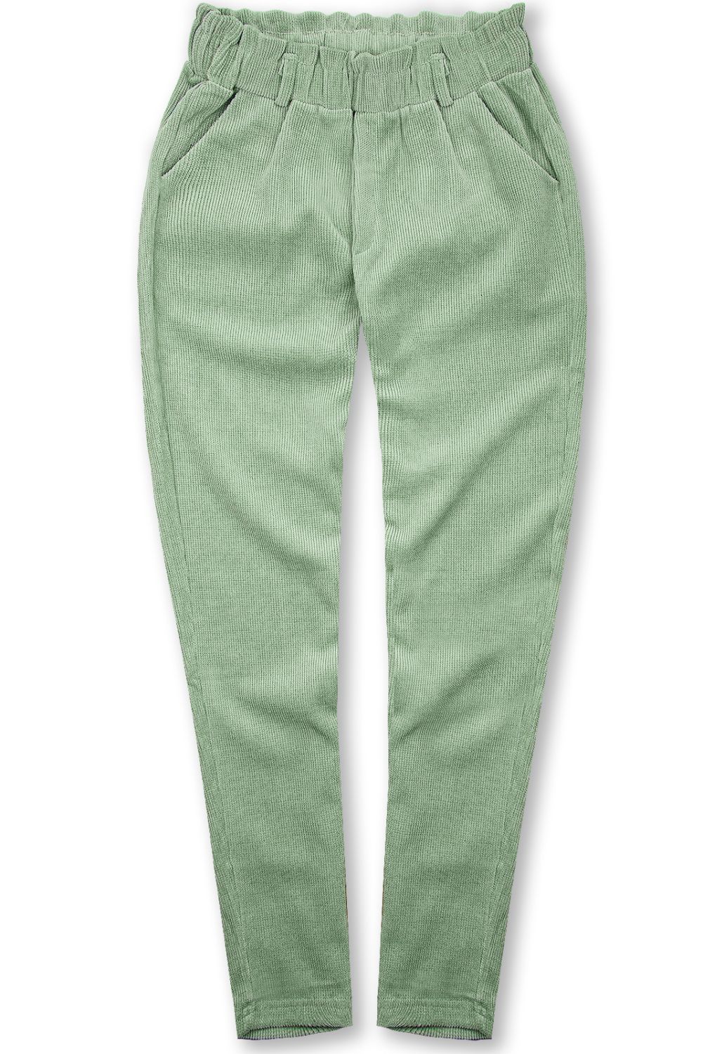 Pantaloni verde deschis casual cu elastic în talie