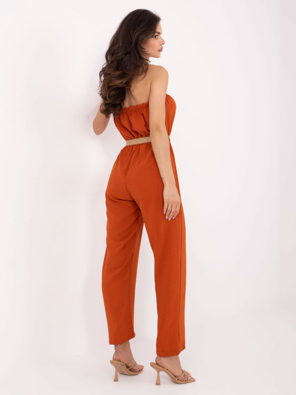 Salopetă portocalie cu curea RUE PARIS