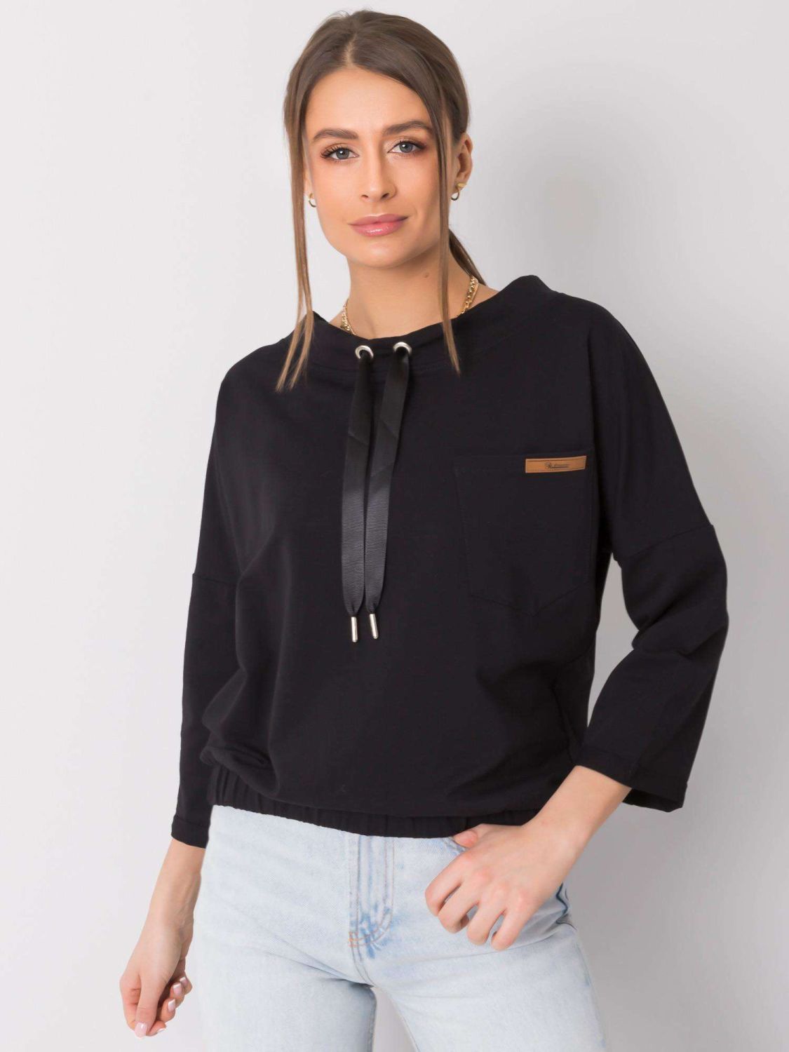 Pulover negru oversize din bumbac