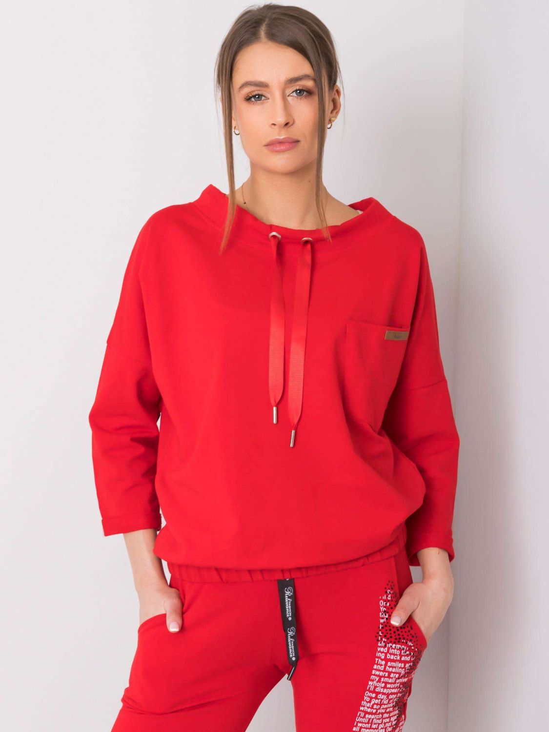 Pulover roșu oversize din bumbac