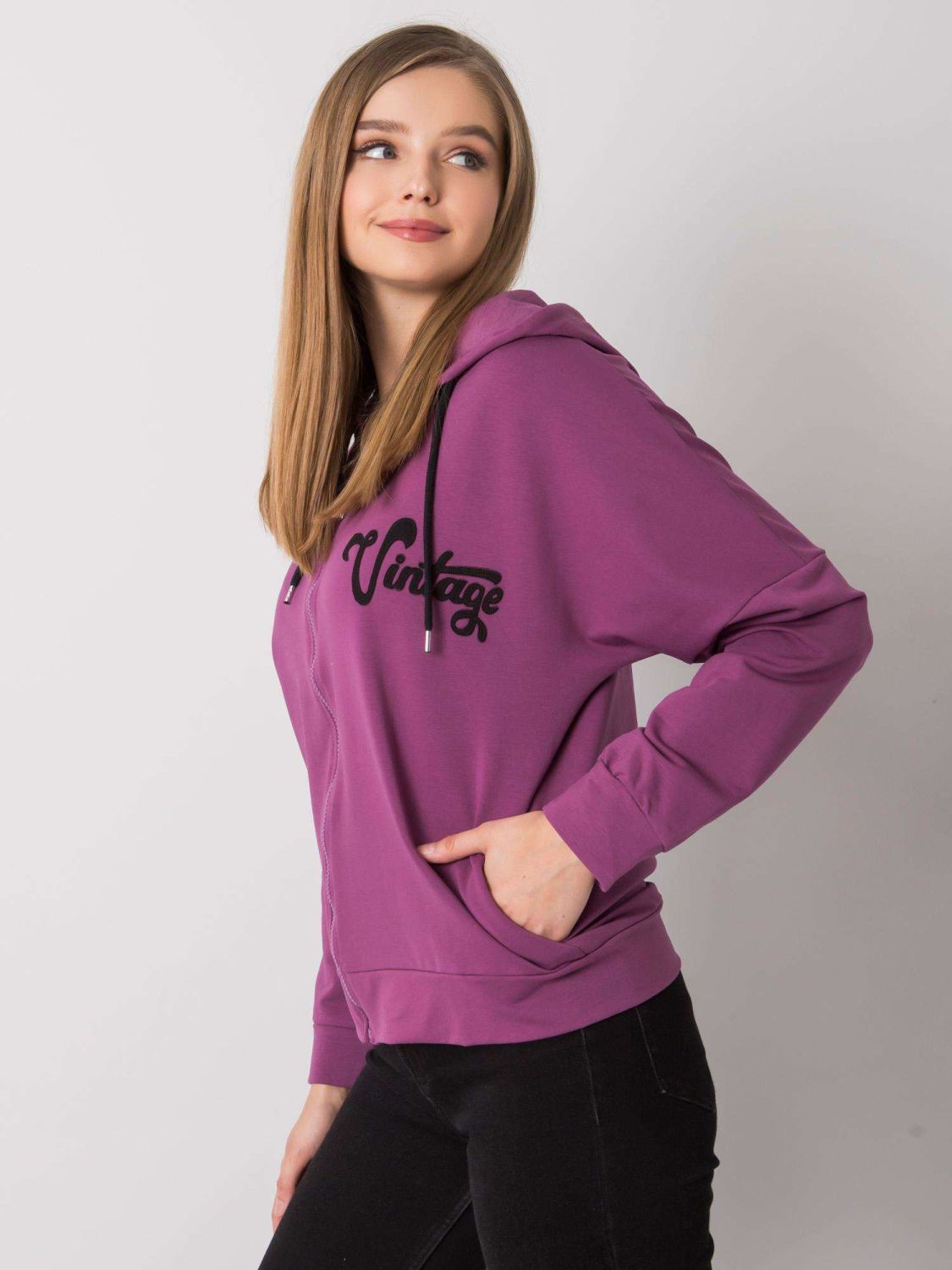 Hanorac violet cu fermoar