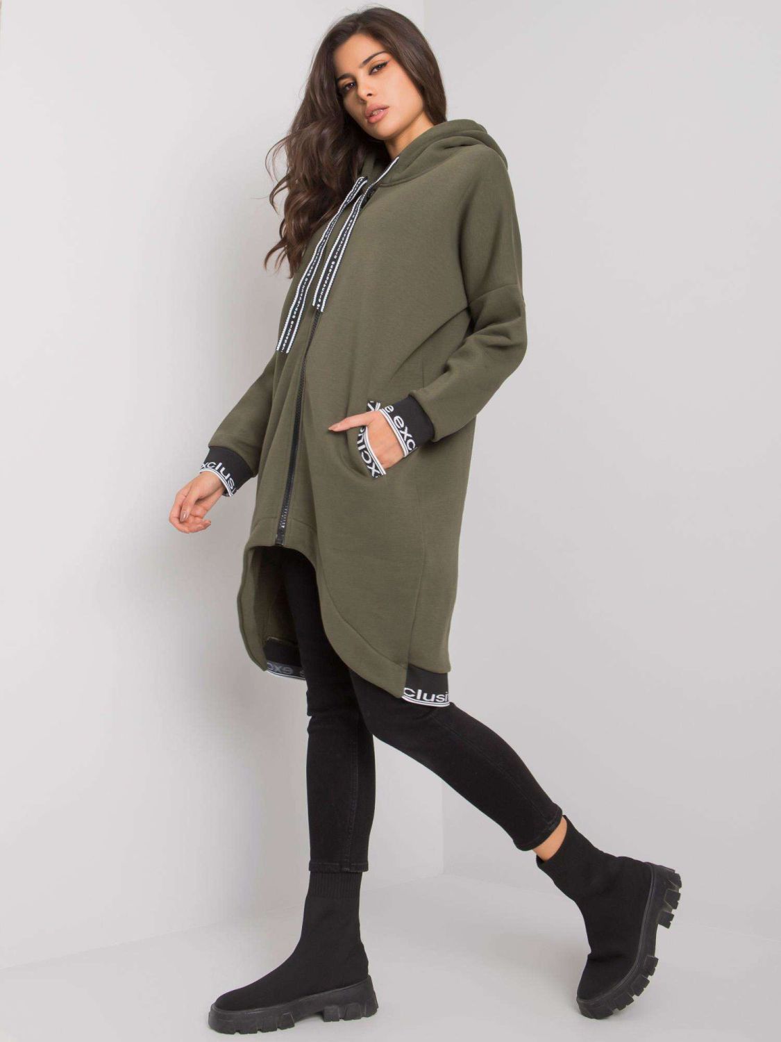 Bluza dama khaki cu fermoar