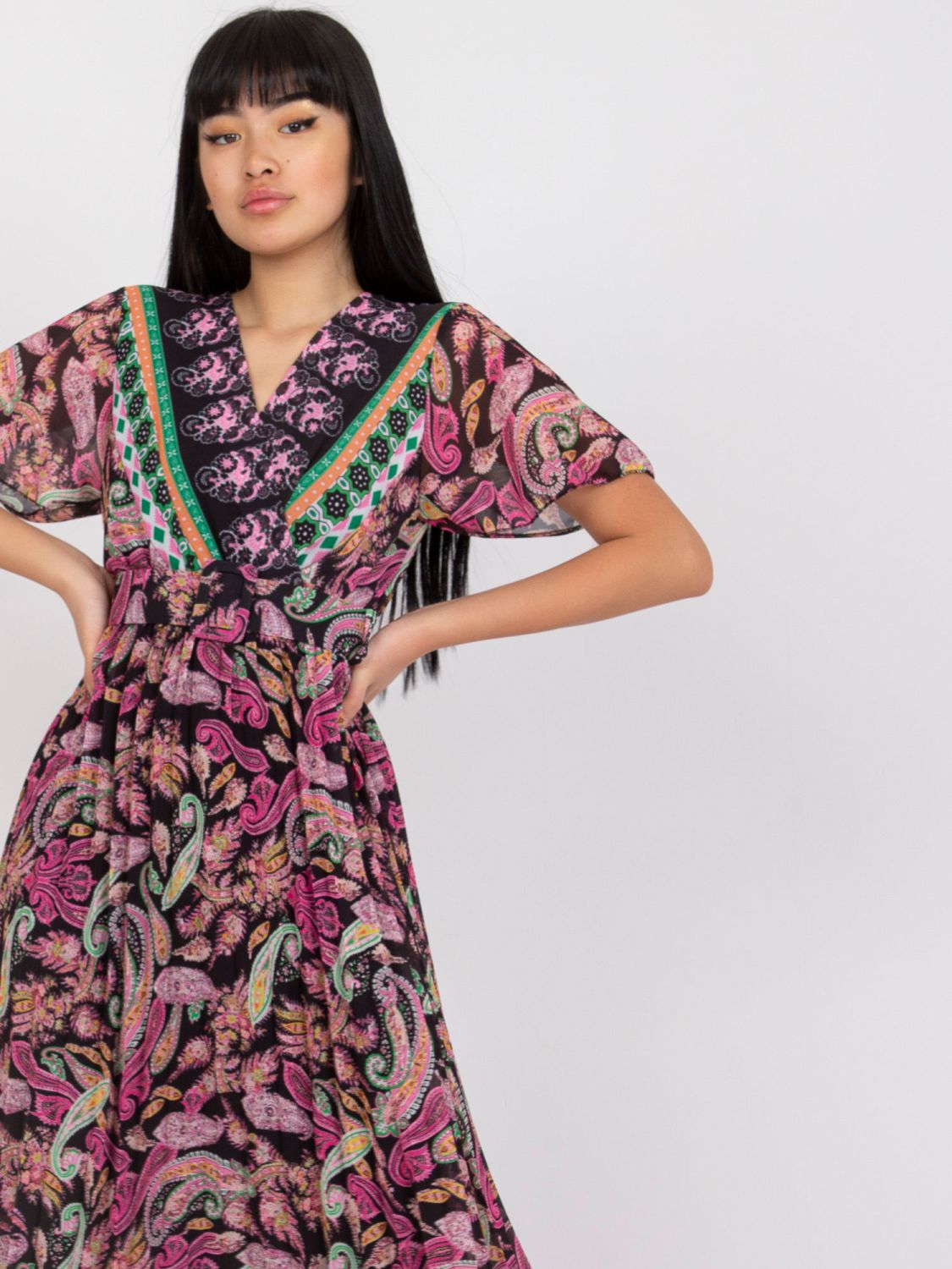 Rochie midi evazată cu model floral