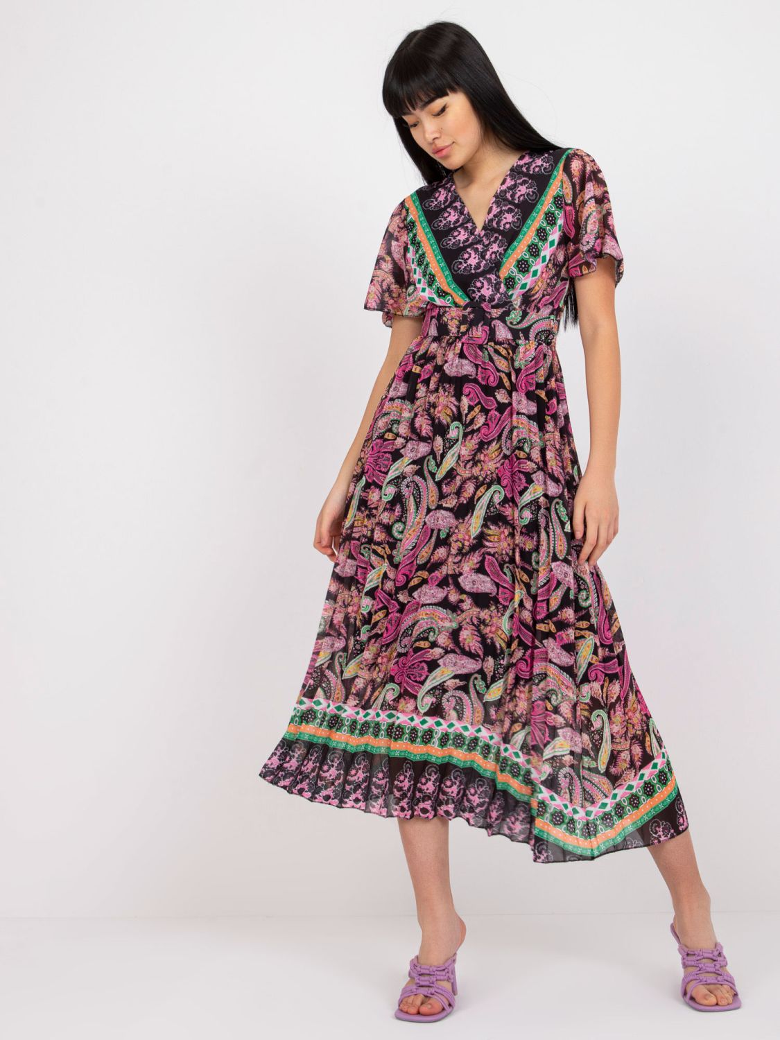 Rochie midi evazată cu model floral