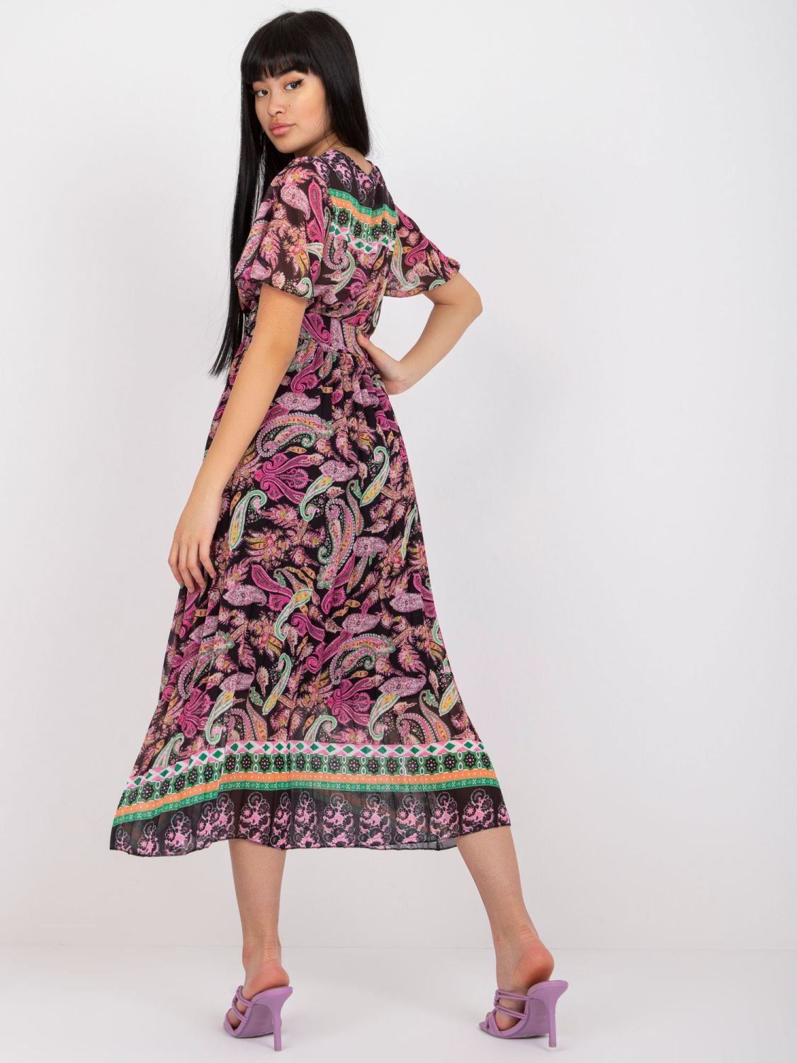 Rochie midi evazată cu model floral