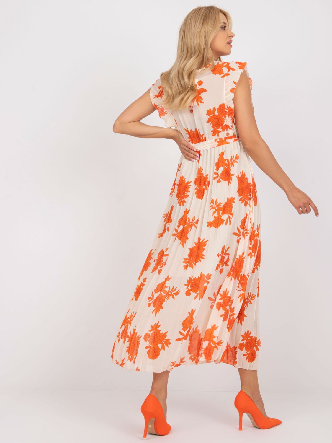 Rochie midi elegantă portocalie