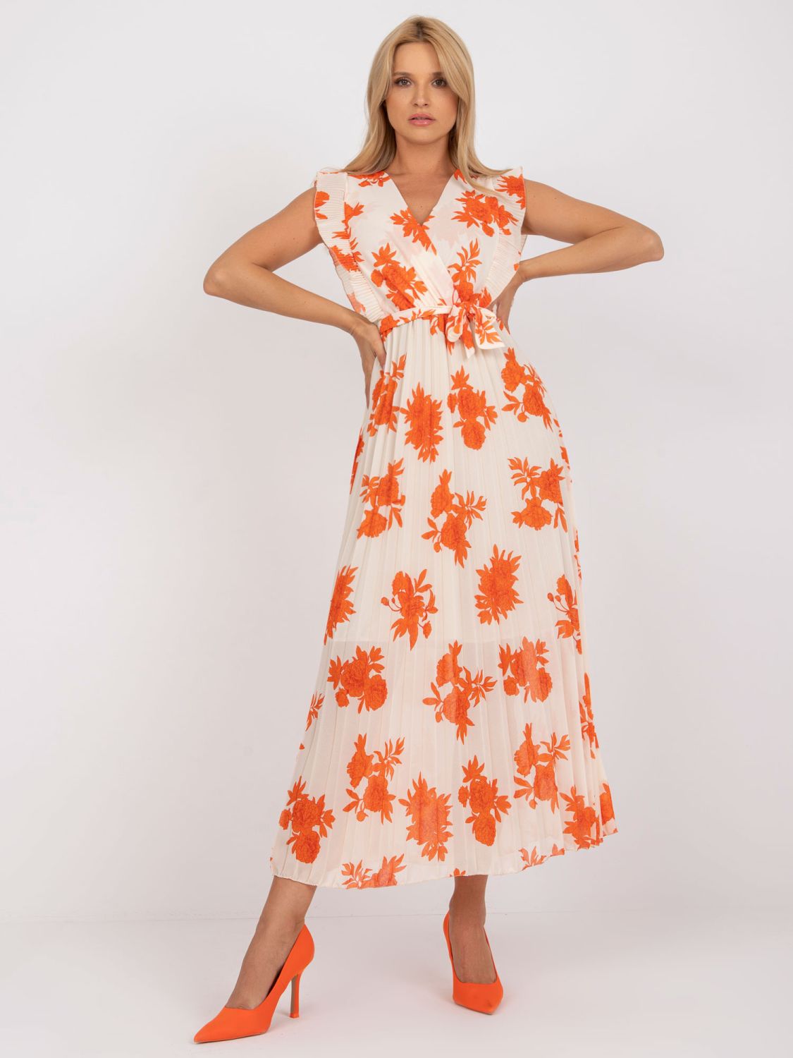 Rochie midi elegantă portocalie
