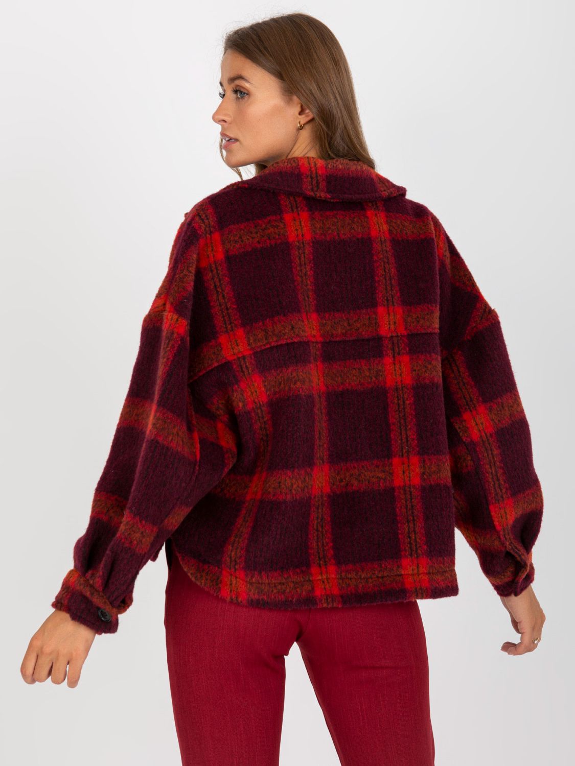 Cămașă damă bordo cu model în carouri
