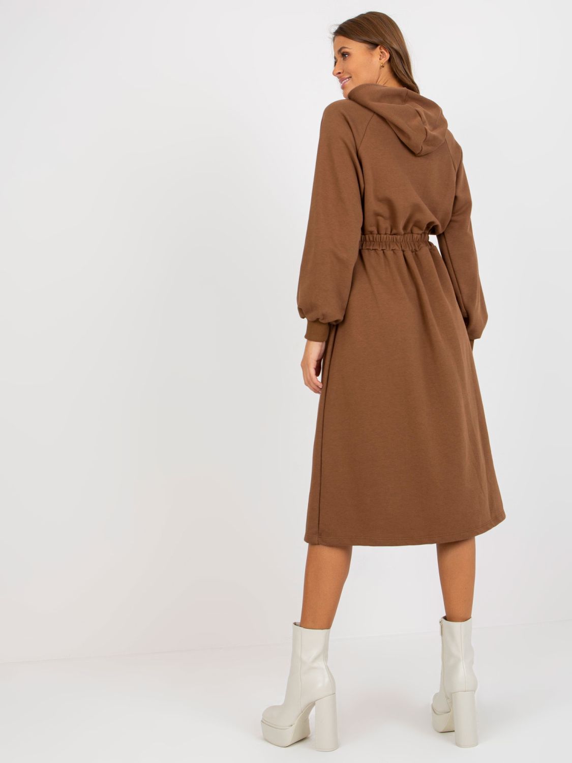 Rochie maro din bumbac cu glugă