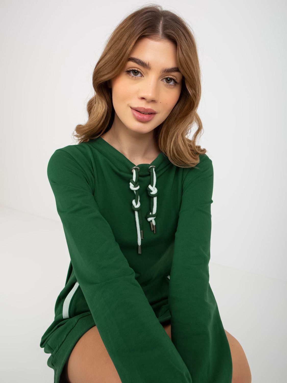 Rochie mini dres verde închis cu buzunare
