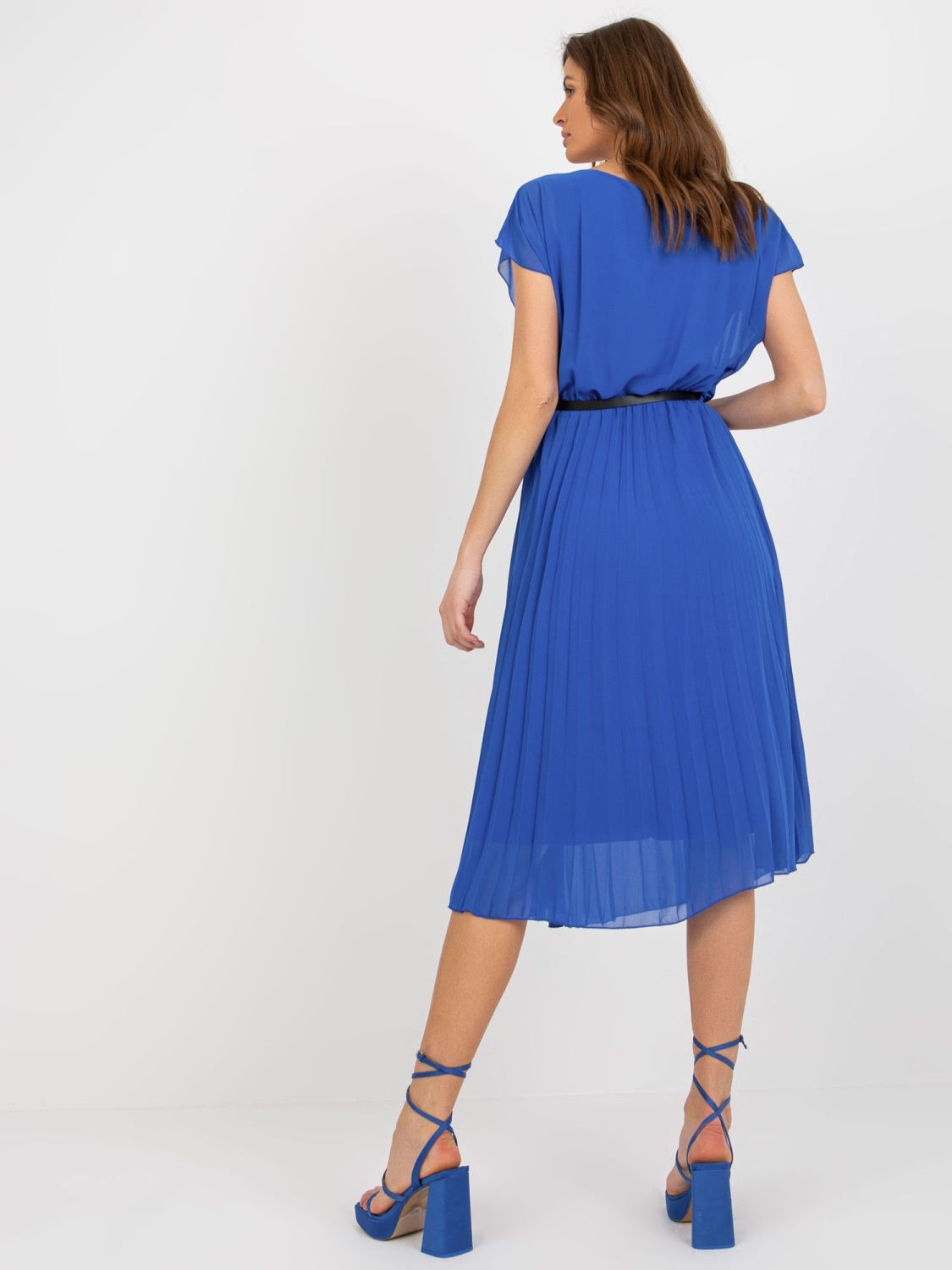 Rochie plisată cobalt cu adăugare de viscoză