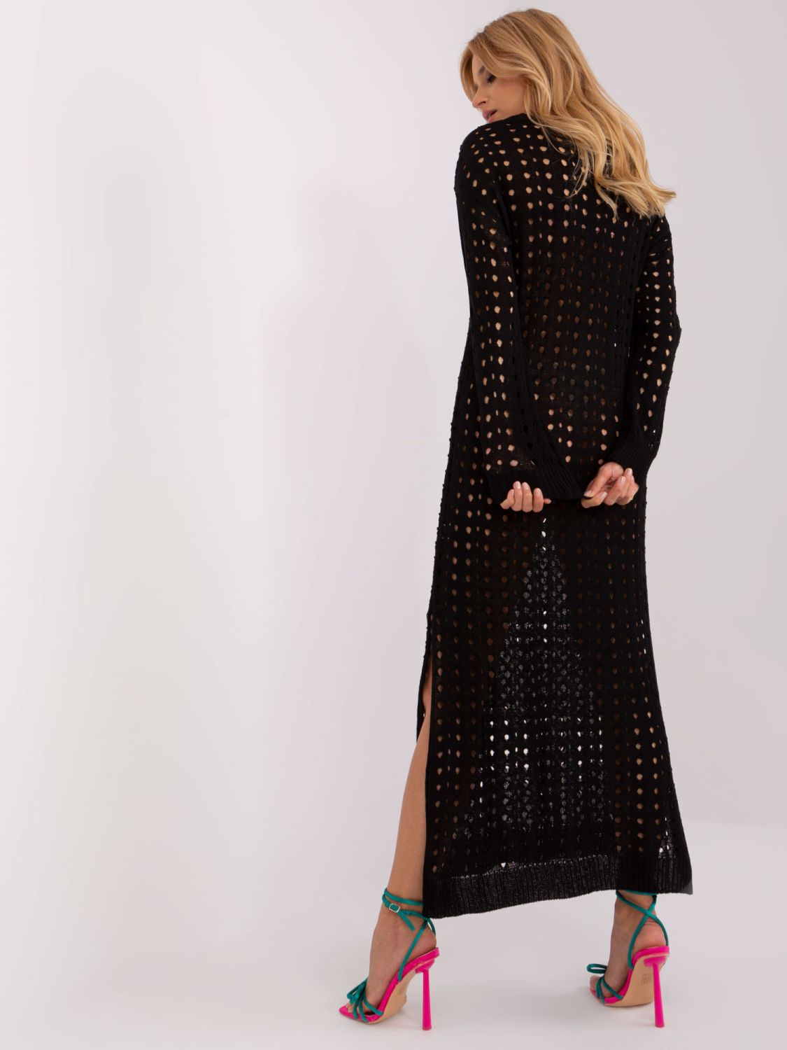 Rochie maxi de plajă neagră cu fante