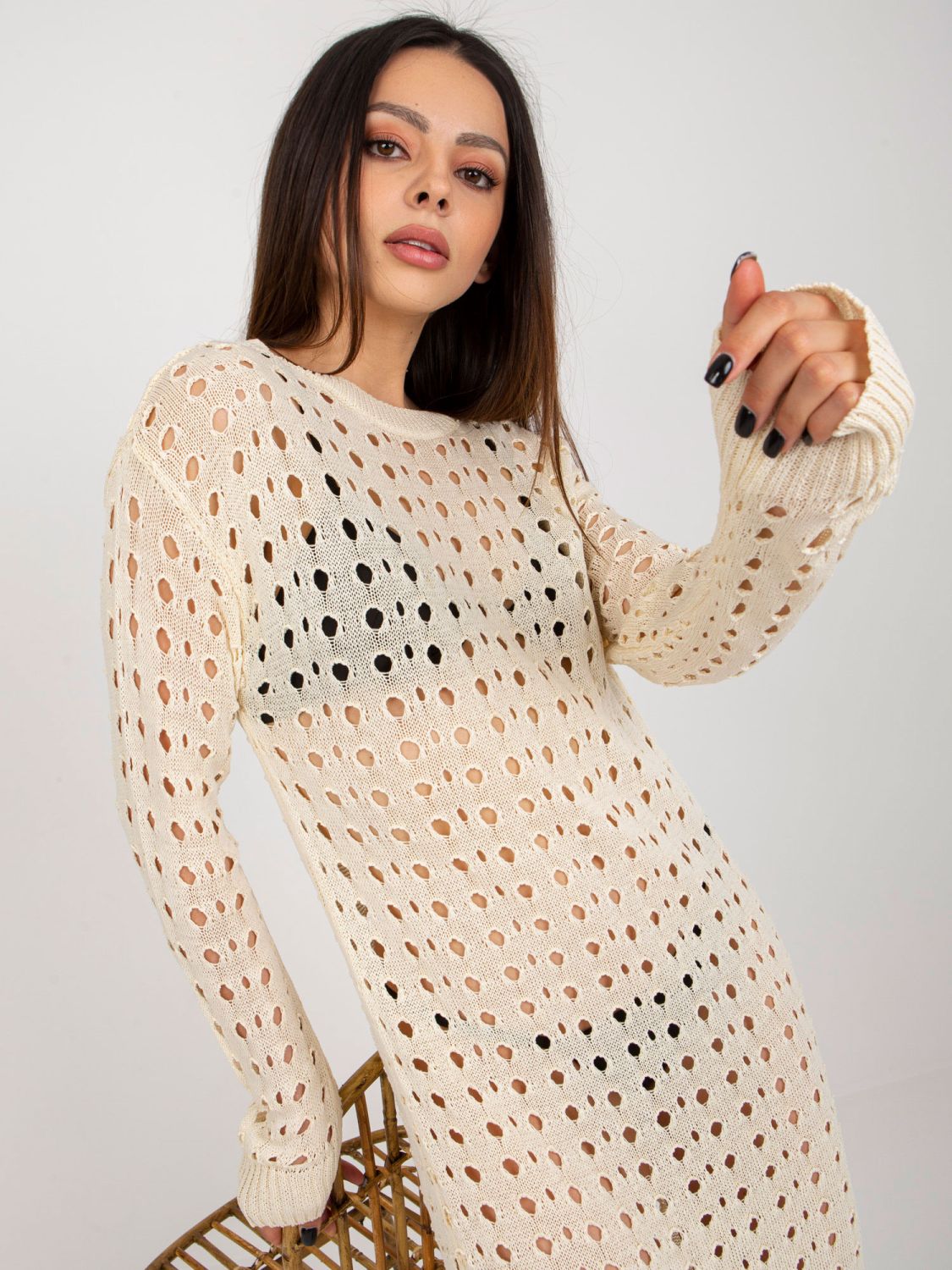 Rochie de vară bej deschis din tricot