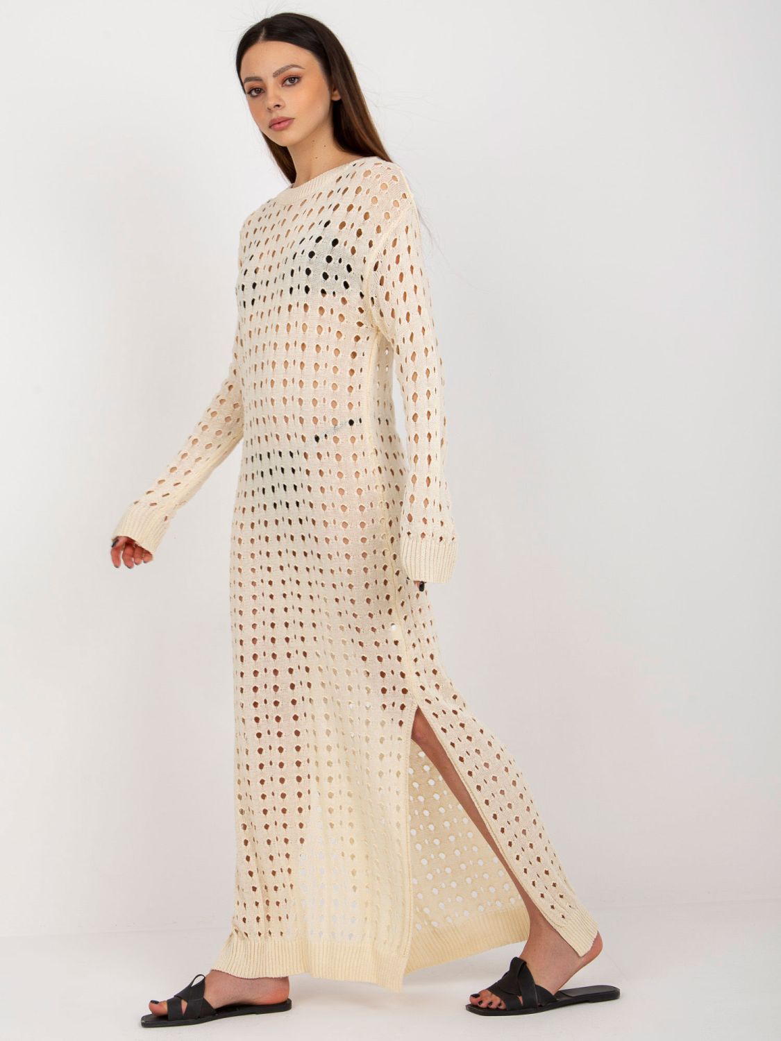 Rochie de vară bej deschis din tricot