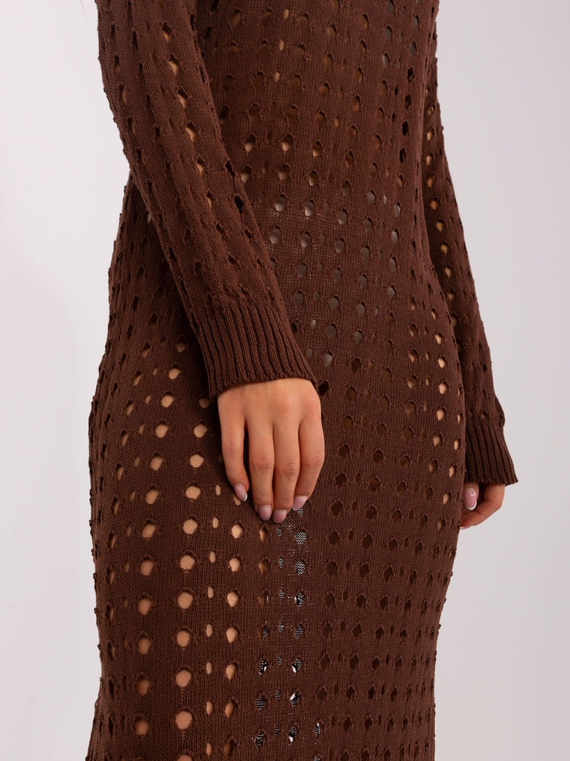 Rochie maxi tricotată maro închis