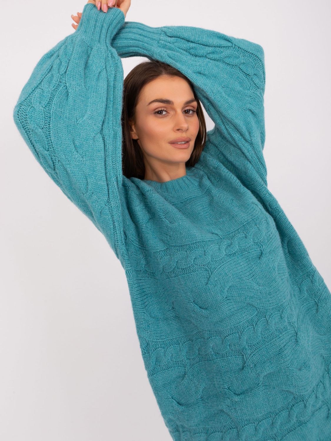 Rochie tricotată oversize turcoaz