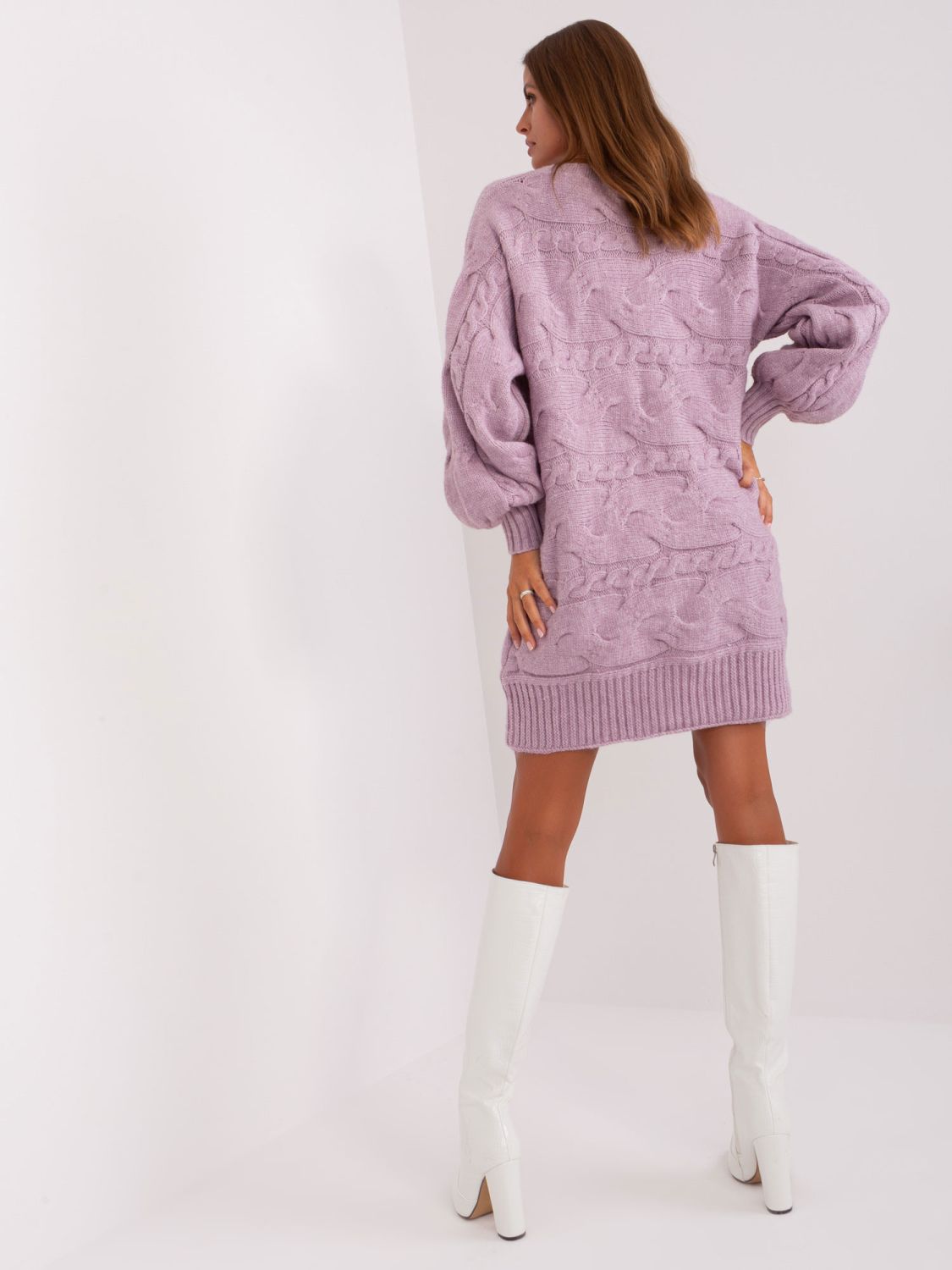 Rochie tricotată oversized de culoare lila deschis