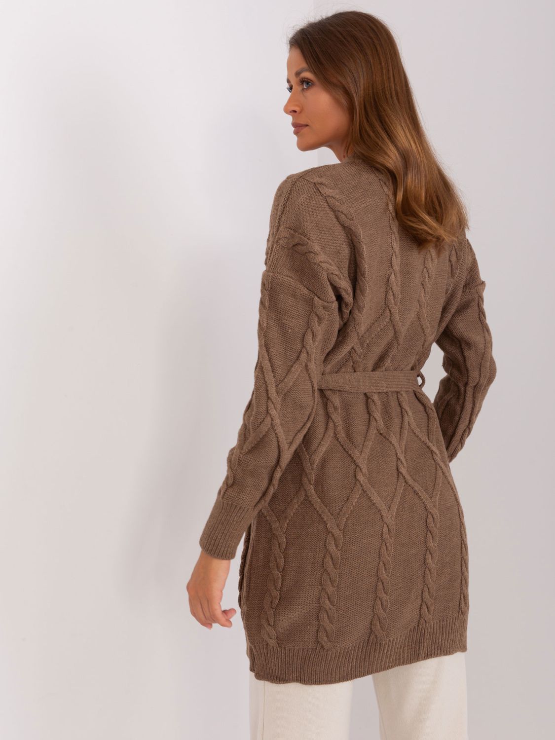Cardigan maro cu curea