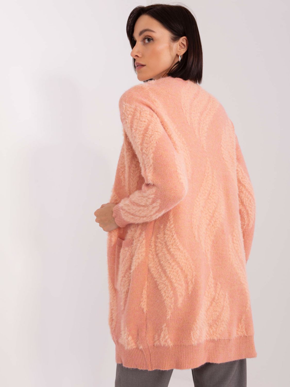 Cardigan roz cu buzunare