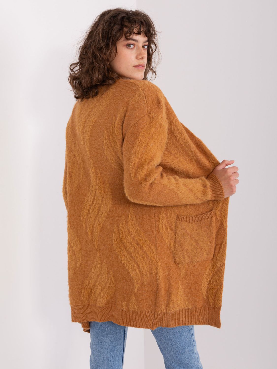 Cardigan damă camel cu buzunare