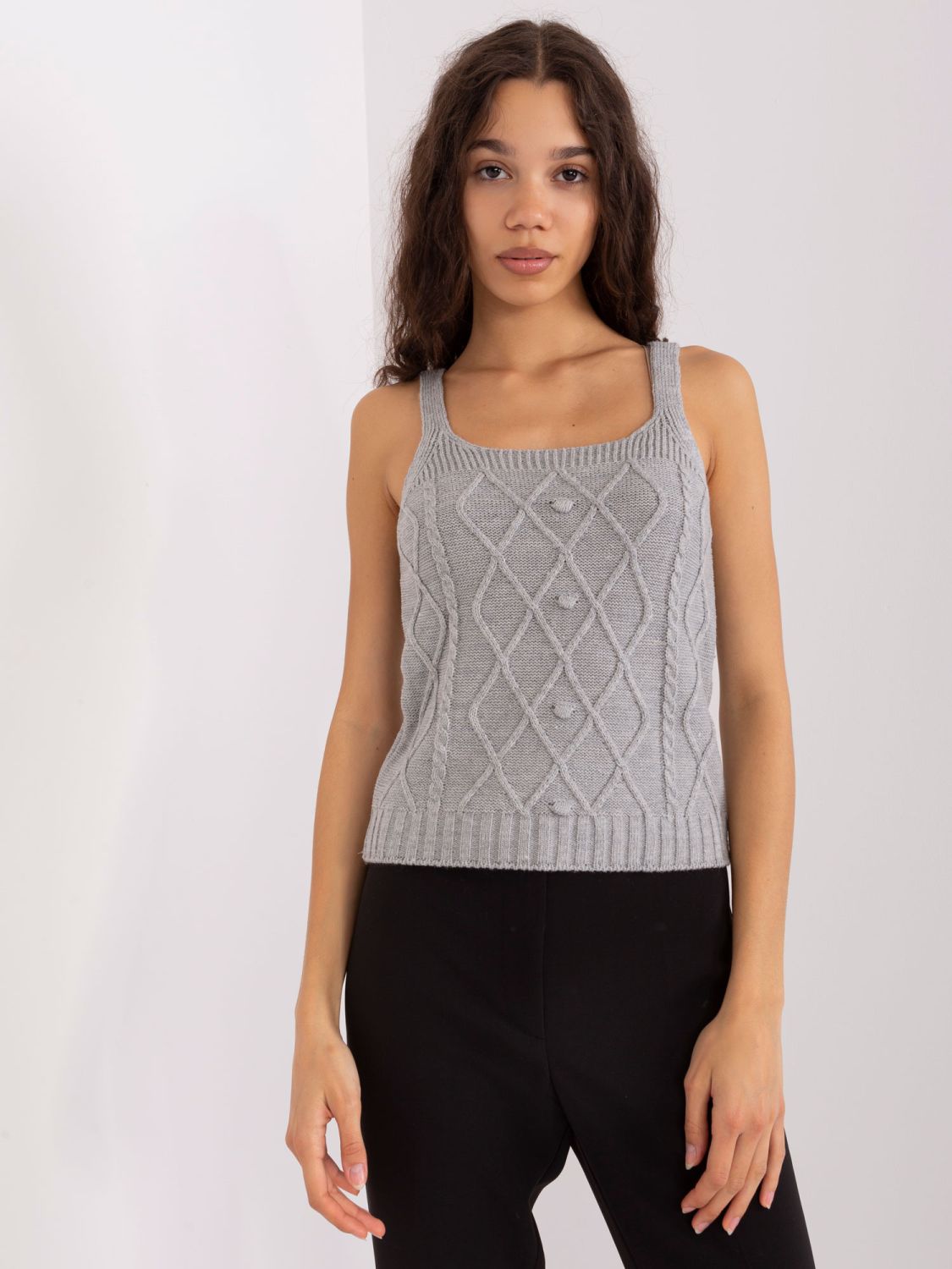 Compleu tricotat gri cu lână