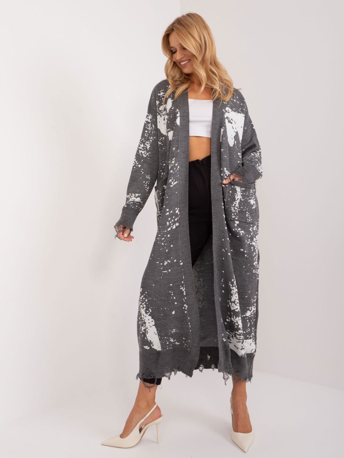 Cardigan elegant în gri închis
