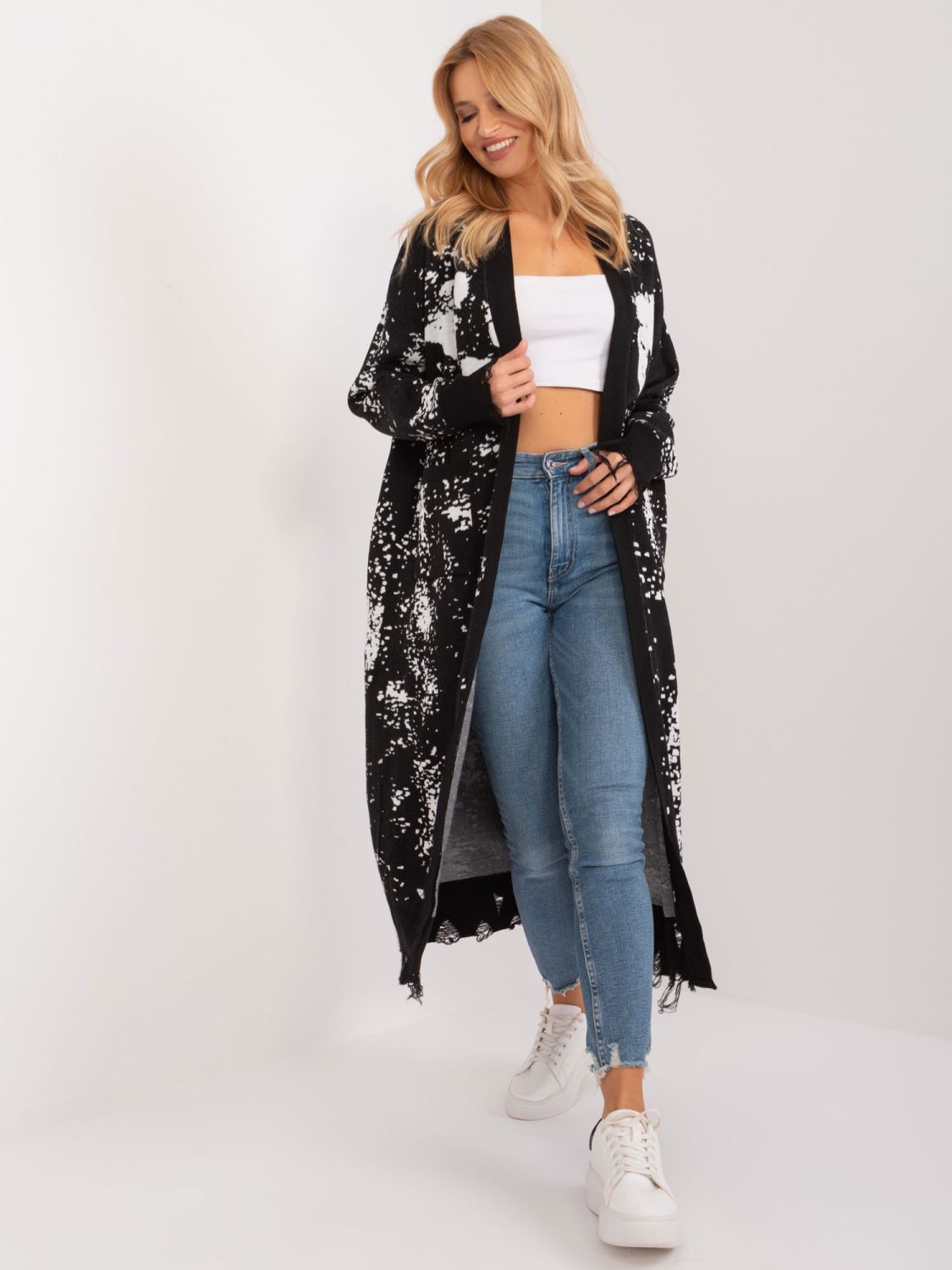Cardigan negru elegant cu mâneci lungi