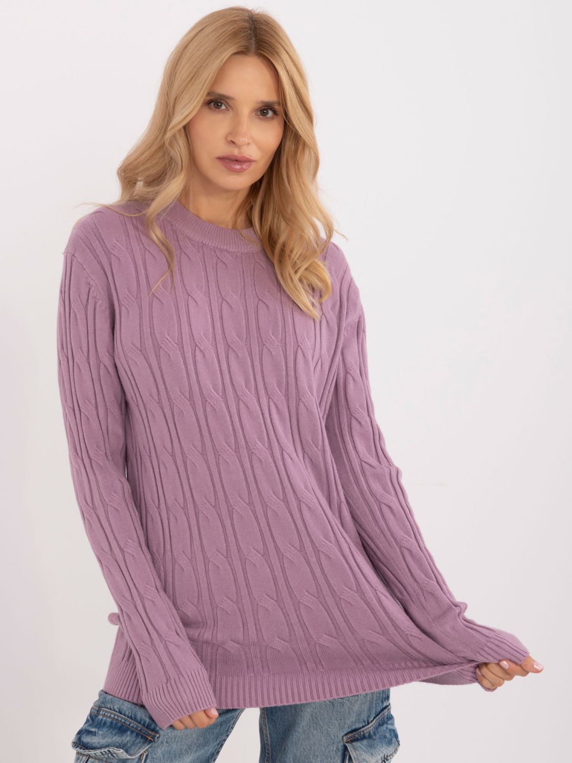 Pulover violet cu mâneci lungi